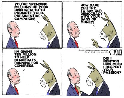Political Cartoon U.S. Michael Bloomberg Campaign Spending Democrats