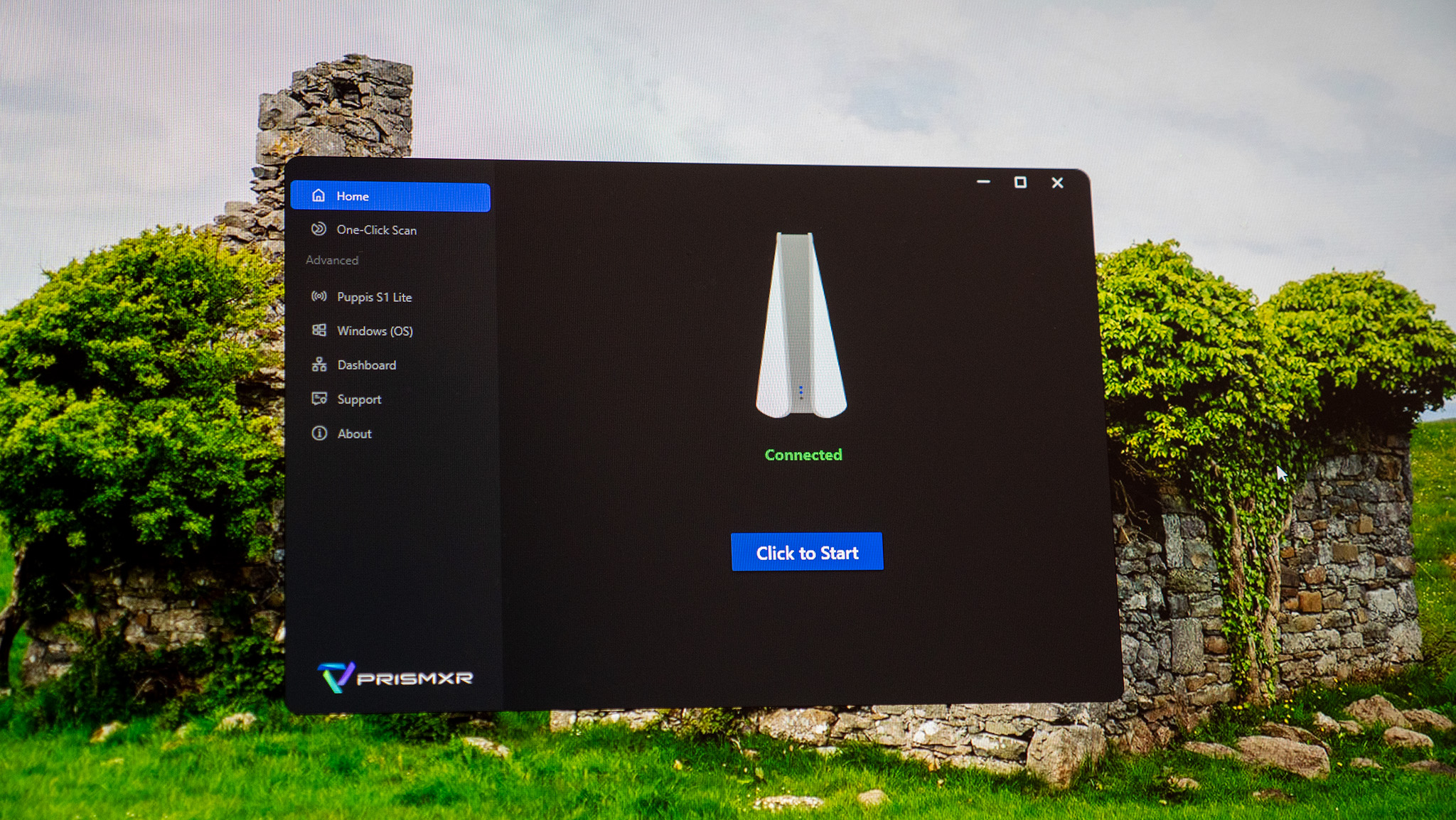 The Windows software to manage the PrismXR Puppis S1 Lite