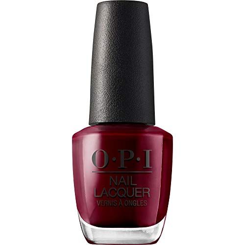 Opi Nail Lacquer Malaga Wine | Opaque Dark Red Crème Chip Resistant Nail Polish | Fast Drying, Streak Free
