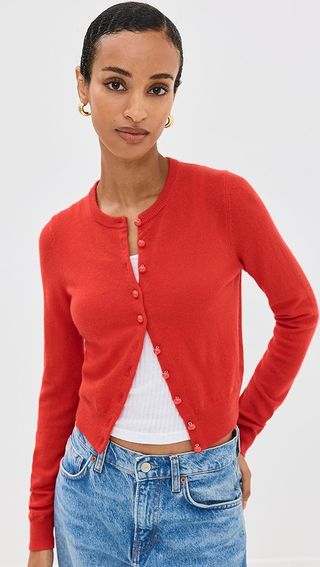 Reformation Caspia Cashmere Cropped Cardigan