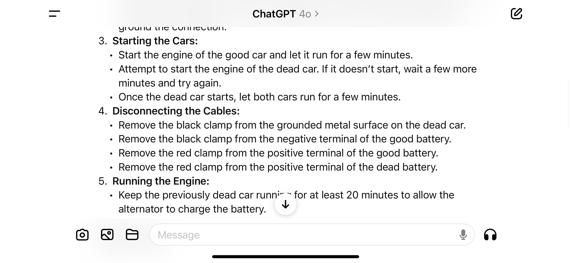 ChatGPT jumpstart car