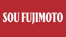 graphic in red background and white fonts with the words 'sou fujimoto'