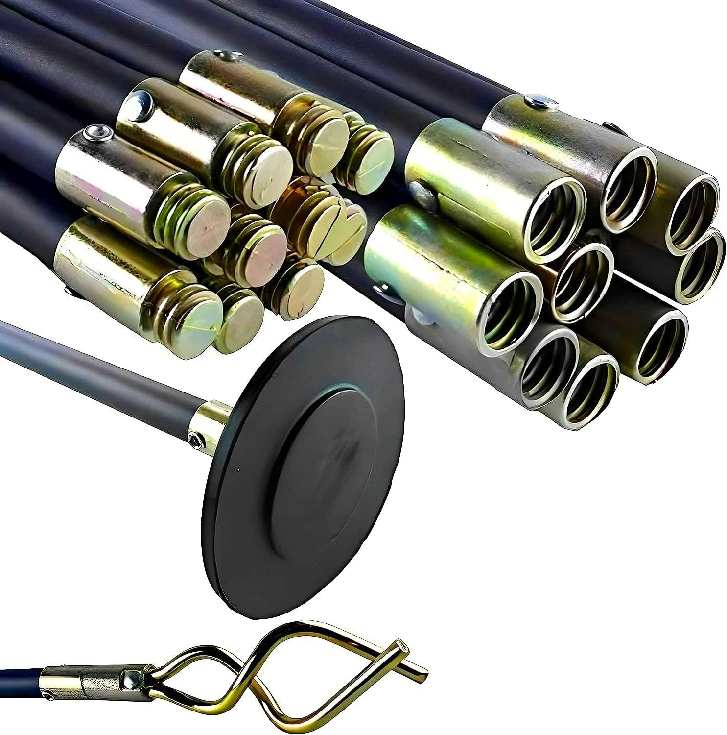 Unibos | Universal Drain Rod Set | Professional Drain Unblocker | Brass Rod Connectors | Polypropylene Rod | Drain Unblocker Tool | Drain Auger, Plunger &amp;amp; Worm Screw | 12pcs