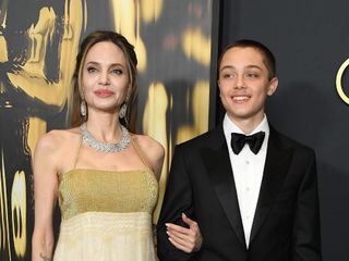 Angelina Jolie and son Knox attend the Governor's Ball in Los Angeles in 2024