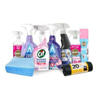 9 Piece Sunday Blitz Cleaning Bundle All-In-One Home Cleaning Kit Perfect for Kitchen Bathroom Windows & General Surfaces