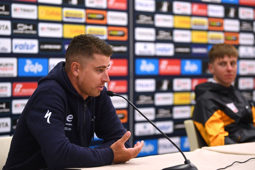 LIDO DI CAMAIORE ITALY MARCH 06 Peter Sagan of Slovakia and Team Total Energies attends to the 57th TirrenoAdriatico 2022 Top Riders Press Conference TirrenoAdriatico WorldTour on March 06 2022 in Lido di Camaiore Italy Photo by Tim de WaeleGetty Images