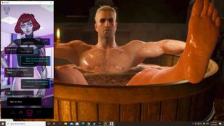 A digital assistant against the desktop wallpaper of Tub Geralt.