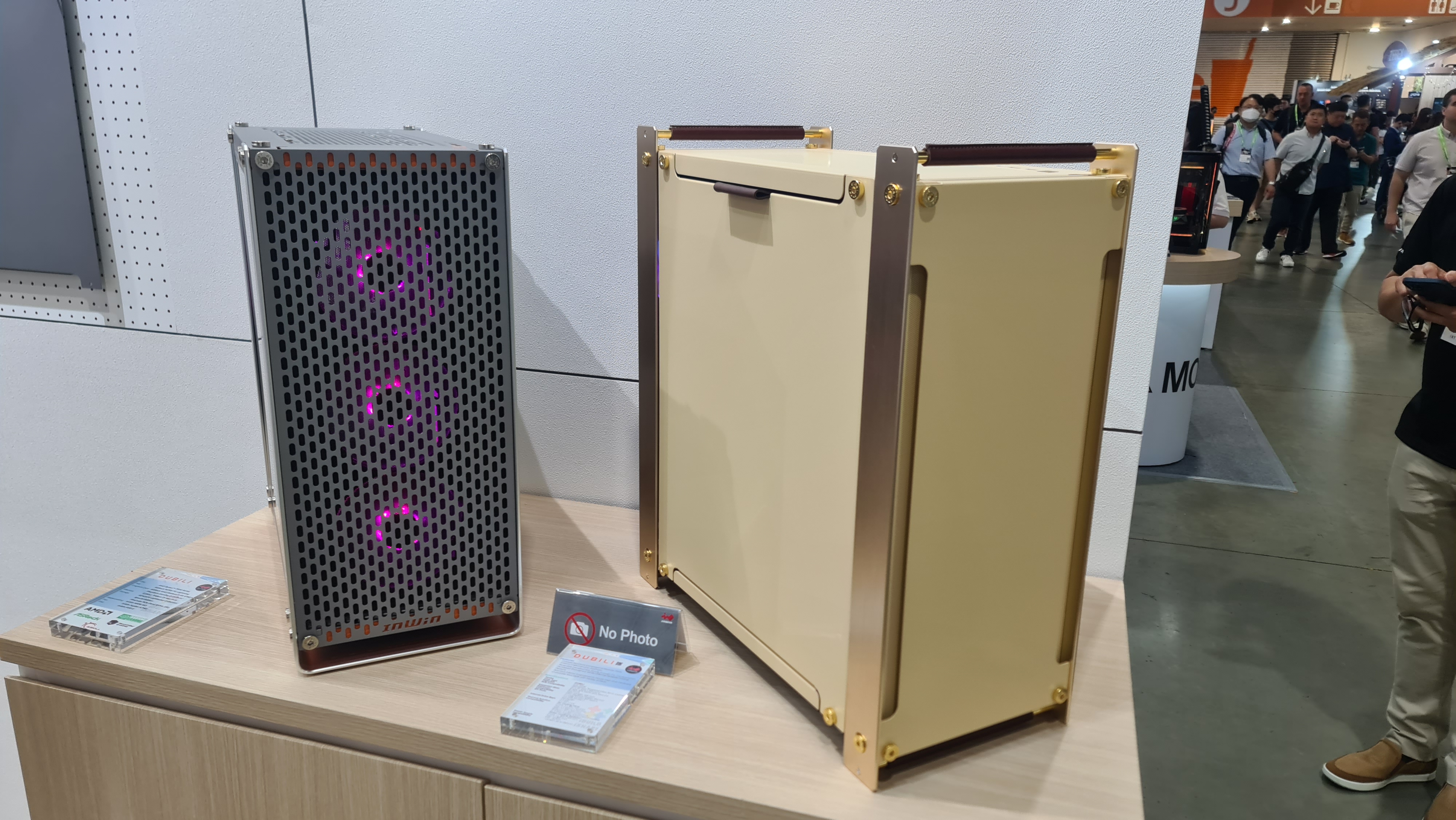 InWin flat-packed PC cases on display at Computex 2023.