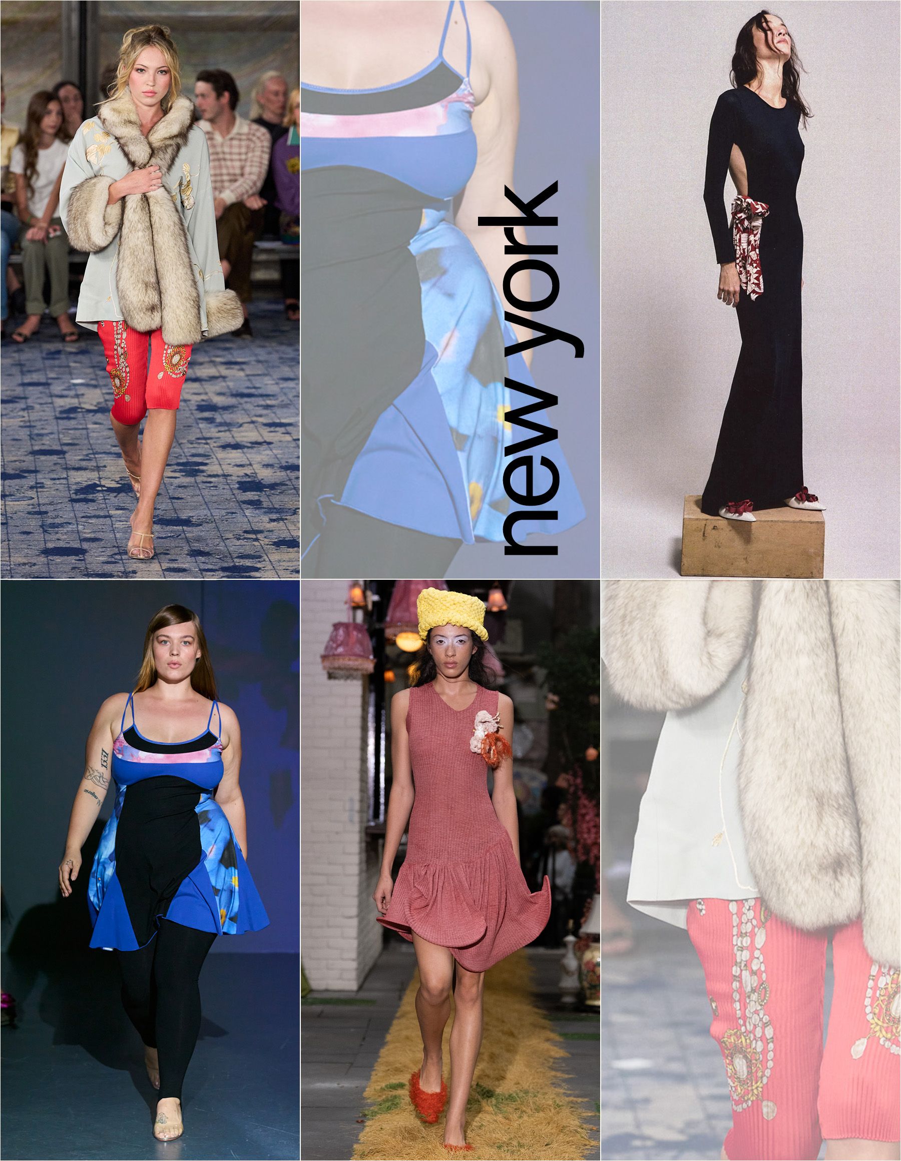 Collage of New York Fashion Week spring/summer 2027 runway models.