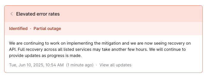 OpenAI status page