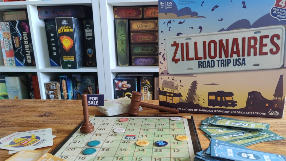 Zillionaires: Road Trip USA board, box, and tokens