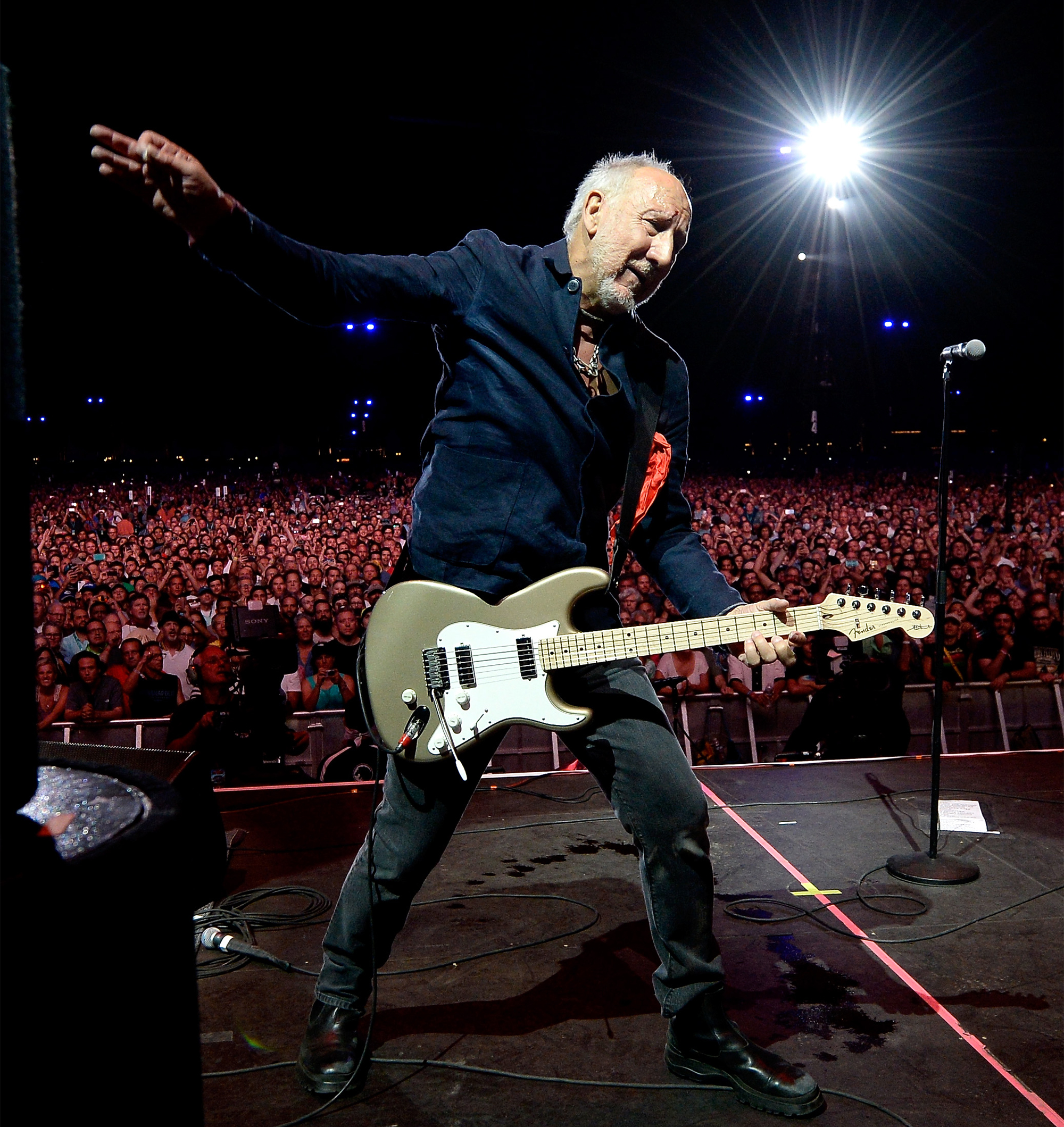 Musician Pete Townshend of The Who performs during Desert Trip at The Empire Polo Club on October 16, 2016 in Indio, California.