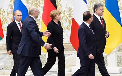 Leaders of Russia, Germany, France, and Ukraine at talks in Minsk