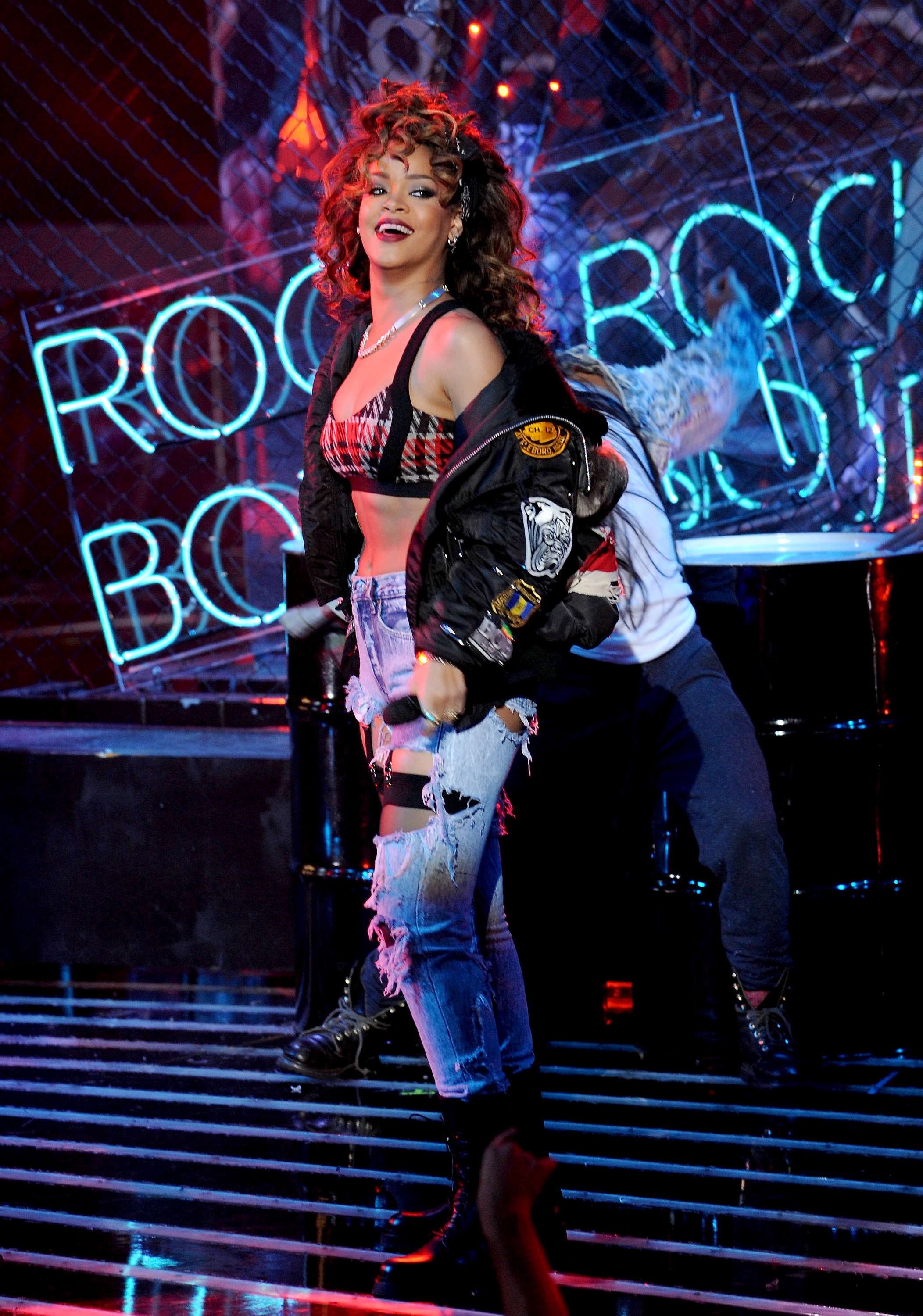 WEST HOLLYWOOD, CA - NOVEMBER 17: Singer Rihanna performs onstage at FOX's "The X Factor" Top 10 to 9 Live Elimination Show on November 17, 2011 in West Hollywood, California. (Photo by Ray Mickshaw/FOX via Getty Images)