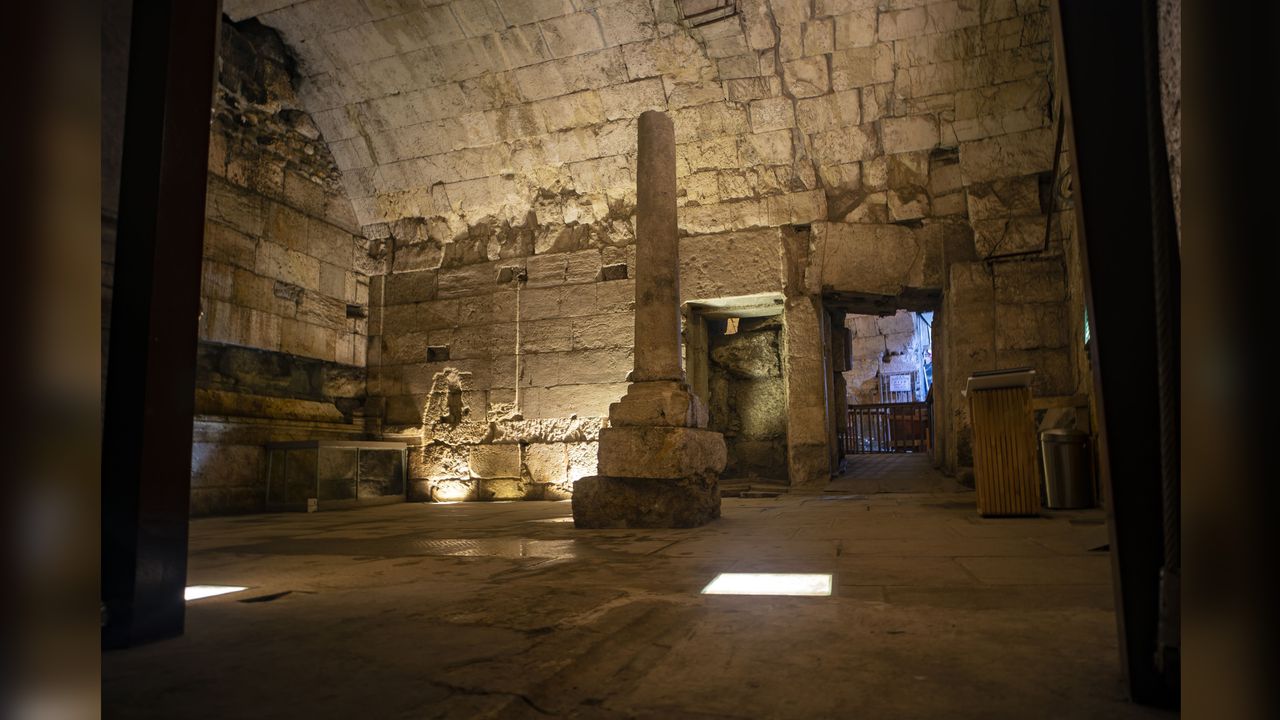 The remains of part of the uncovered building are seen here. It was likely used as a reception area for local council members before they ascended to the Temple Mount.