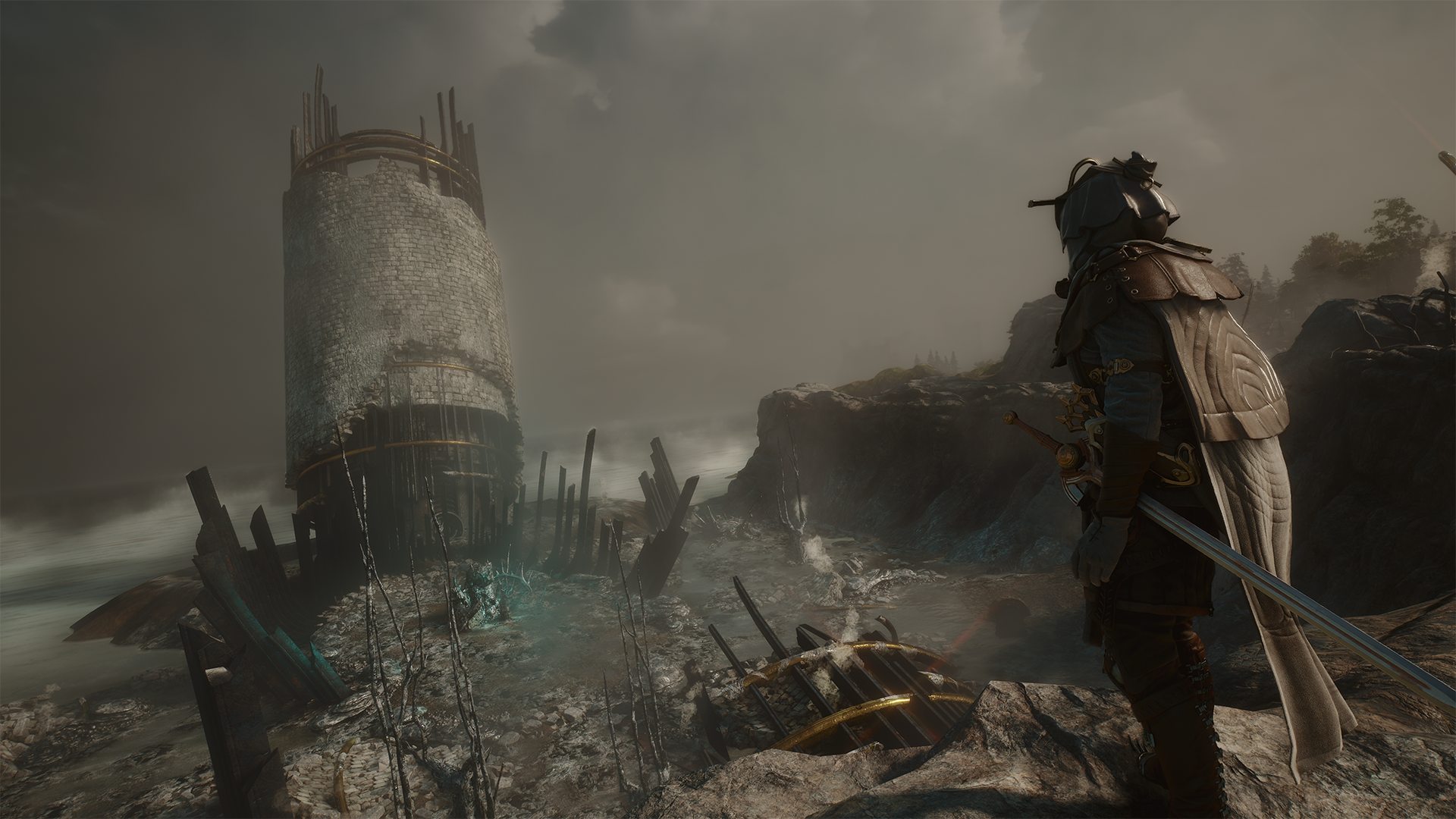 Screenshot from Soulframe, showing a ruined tower.
