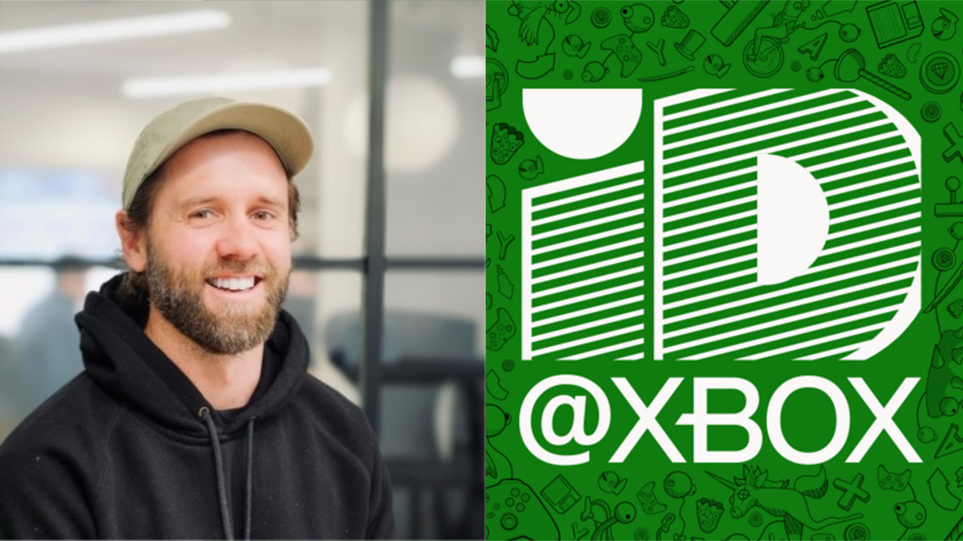Photo of Guy Richards next to ID@Xbox logo