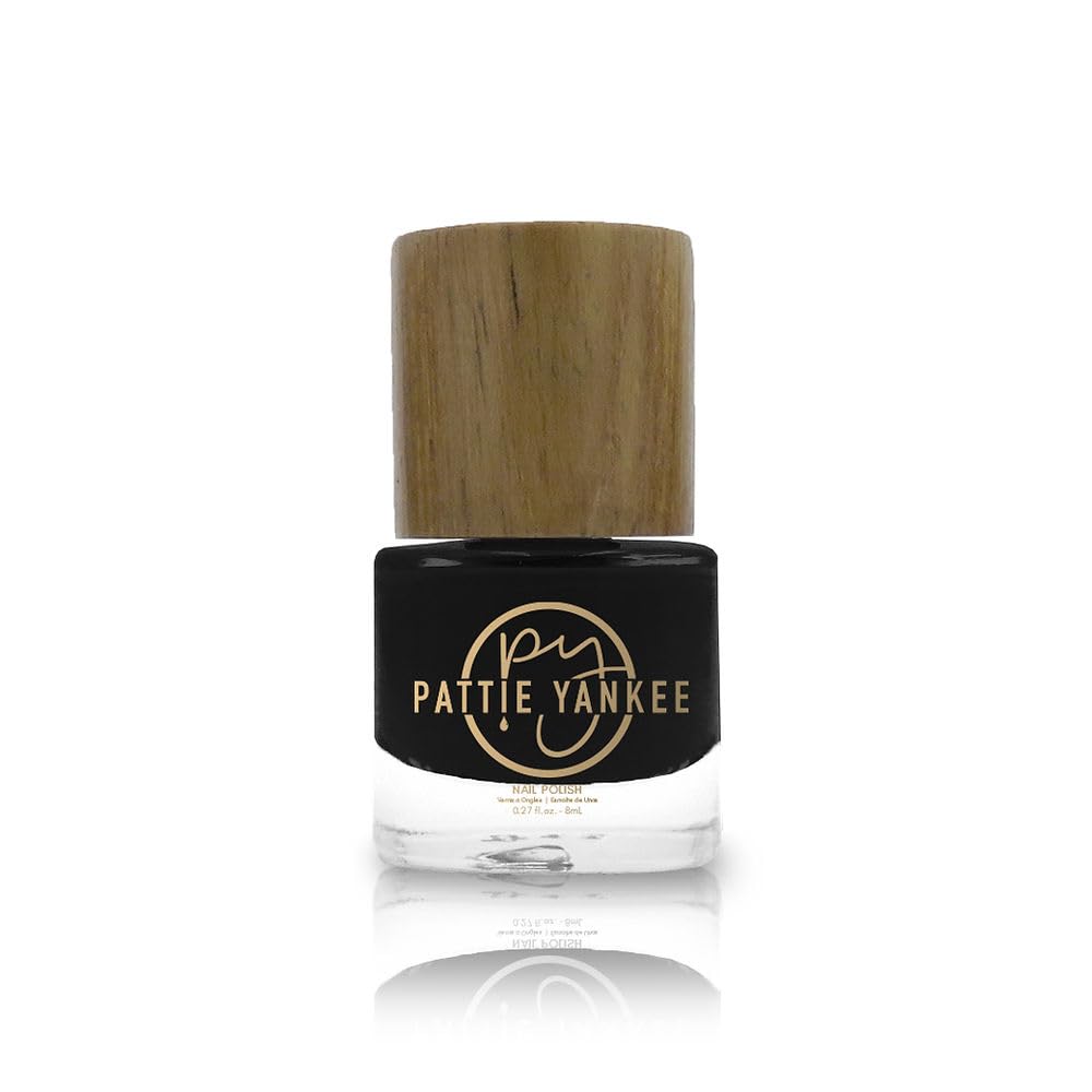 Pattie Yankee Products Nail Polish, Vegan, 22-Free Formula, Cruelty Free, Non-Toxic, Nail Hydrating Polish (rich Leather Black)