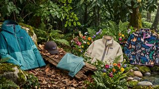 Selection of Patagonia clothing in an outdoor setting