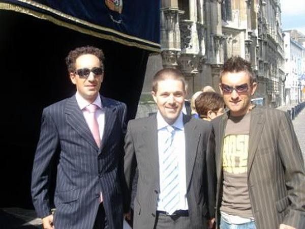 Russ, Karl (the groom) and myself before the wedding in Belgium