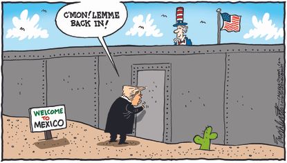 Political Cartoon U.S. election 2016 Donald Trump at Border