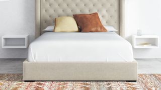 Saatva Amalfi Platform Bed in a bedroom