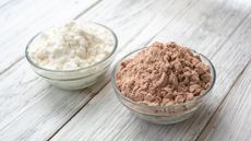 collagen and whey powder in bowls