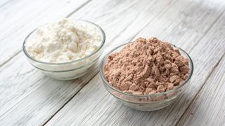 collagen and whey powder in bowls