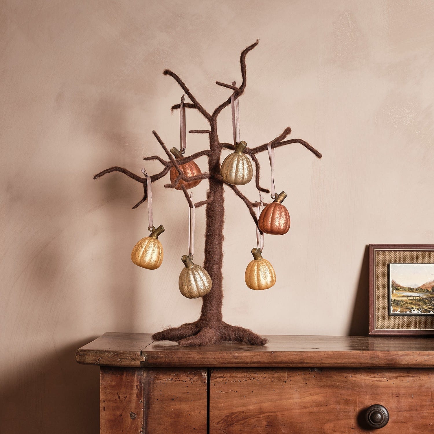 Felt Twig Tree &amp;amp; Hanging Glass Pumpkins Bundle