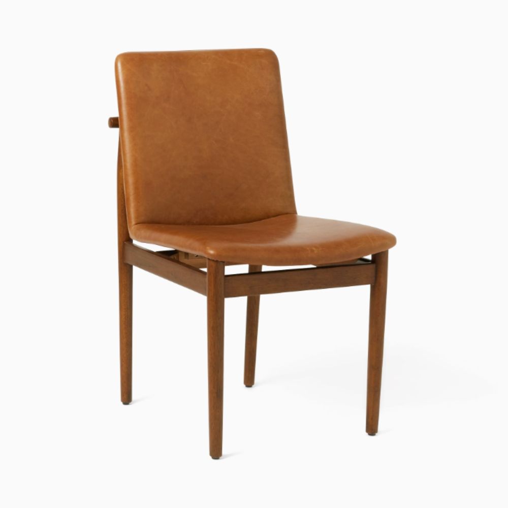 tan leather and wood dining chair