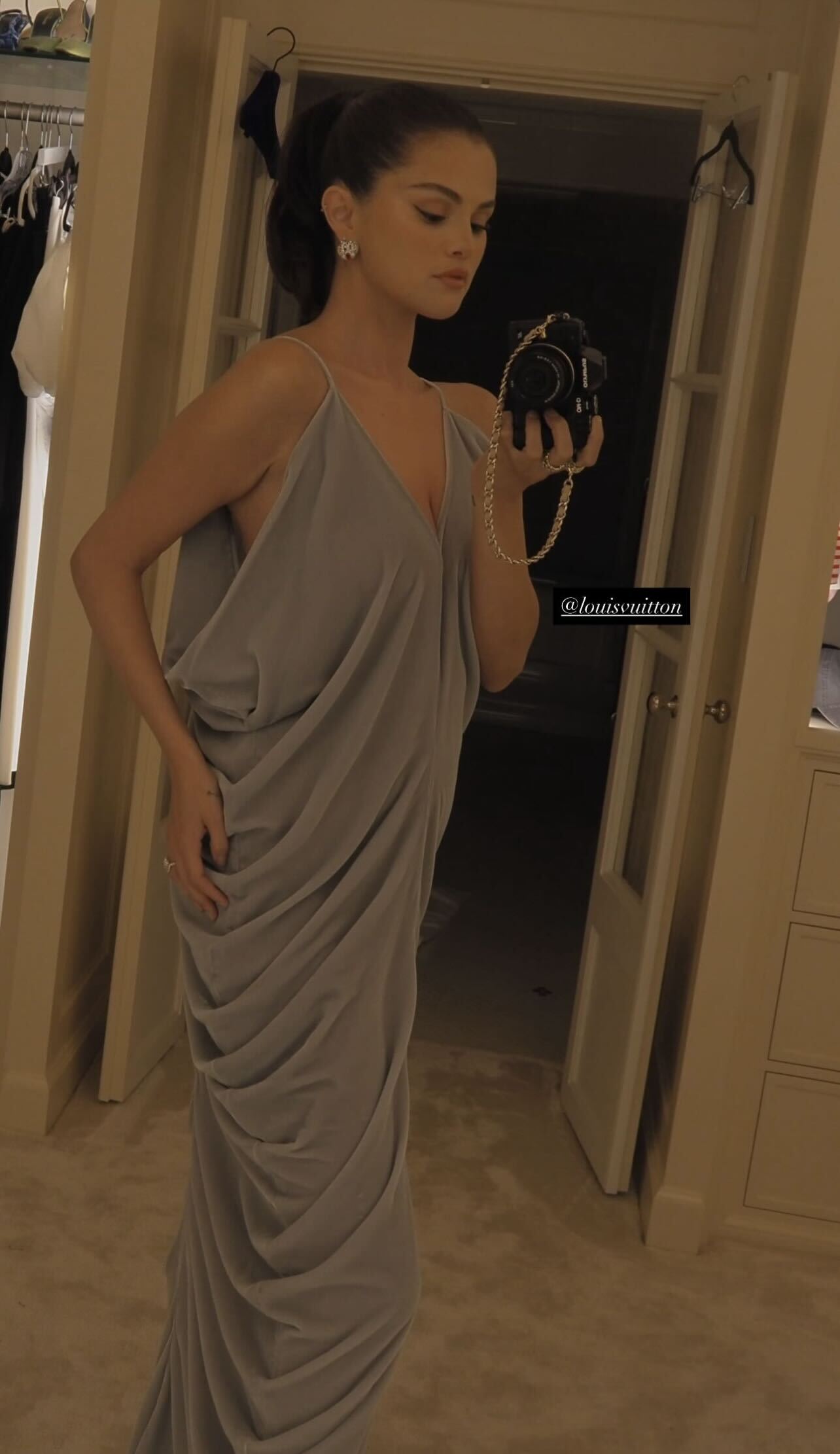 Selena Gomez celebrated her Emmys after-party at home in another custom Louis Vuitton dress