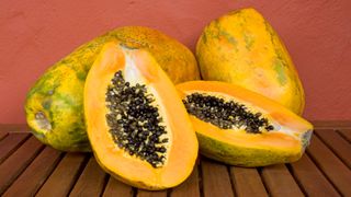 papaya cut in half