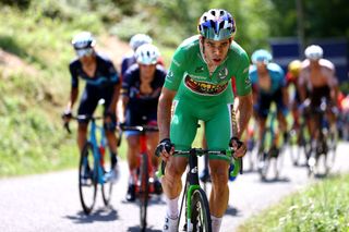 HAUTACAM FRANCE JULY 21 Wout Van Aert of Belgium and Team Jumbo Visma Green Points Jersey competes in the breakaway during the 109th Tour de France 2022 Stage 18 a 1432km stage from Lourdes to Hautacam 1520m TDF2022 WorldTour on July 21 2022 in Hautacam France Photo by Michael SteeleGetty Images