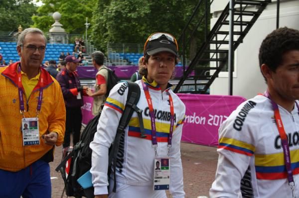 Rigoberto Uran (Colombia) before the start of the men's Olympic road race