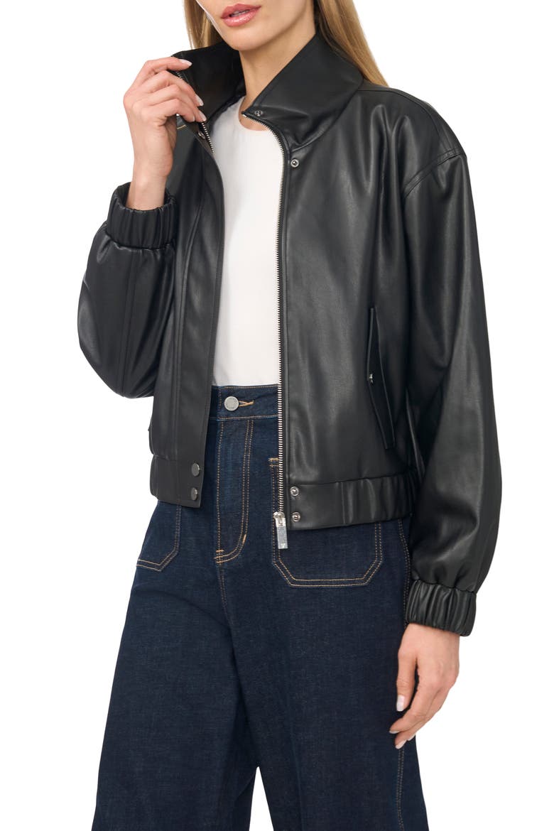 Faux Leather Bomber Jacket