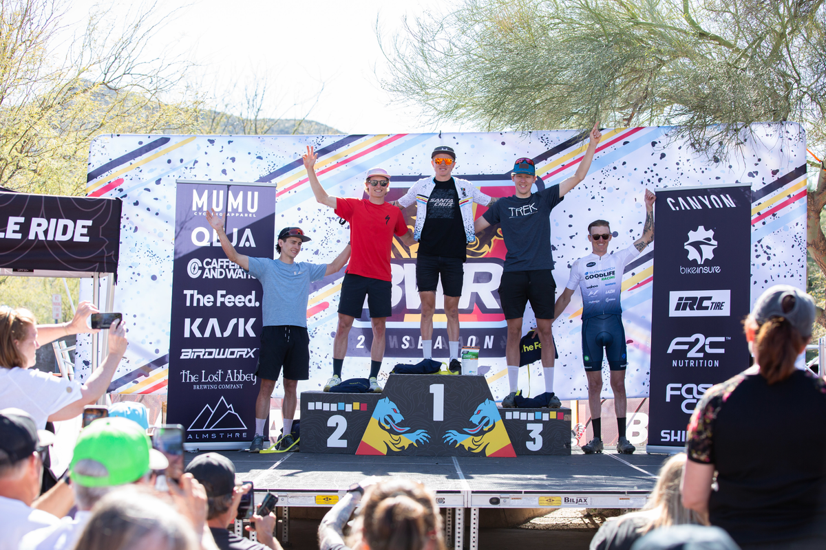 Pro Men's podium at 2024 BWR Arizona, winner Keegan Swenson on top step