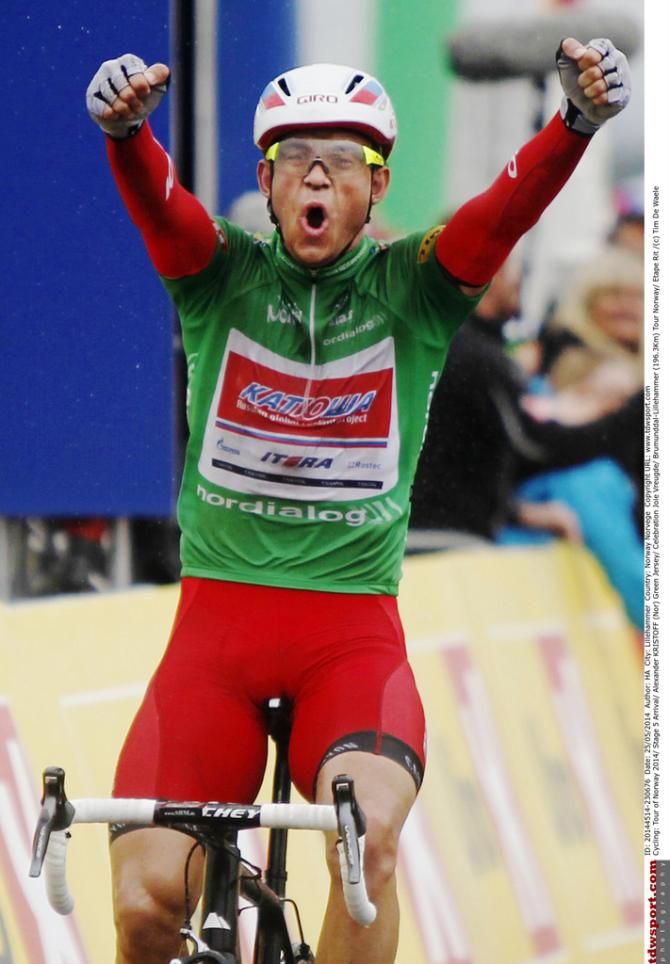 Alexander Kristoff (Katusha) celebrates another win