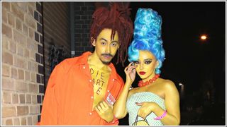 Jade Thirlwall and Jordan Stephens seen attending Maya Jama's annual Halloween party on October 30, 2021 in London, England