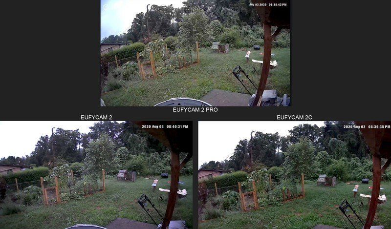 EufyCam 2 vs 2C vs Pro at Dusk