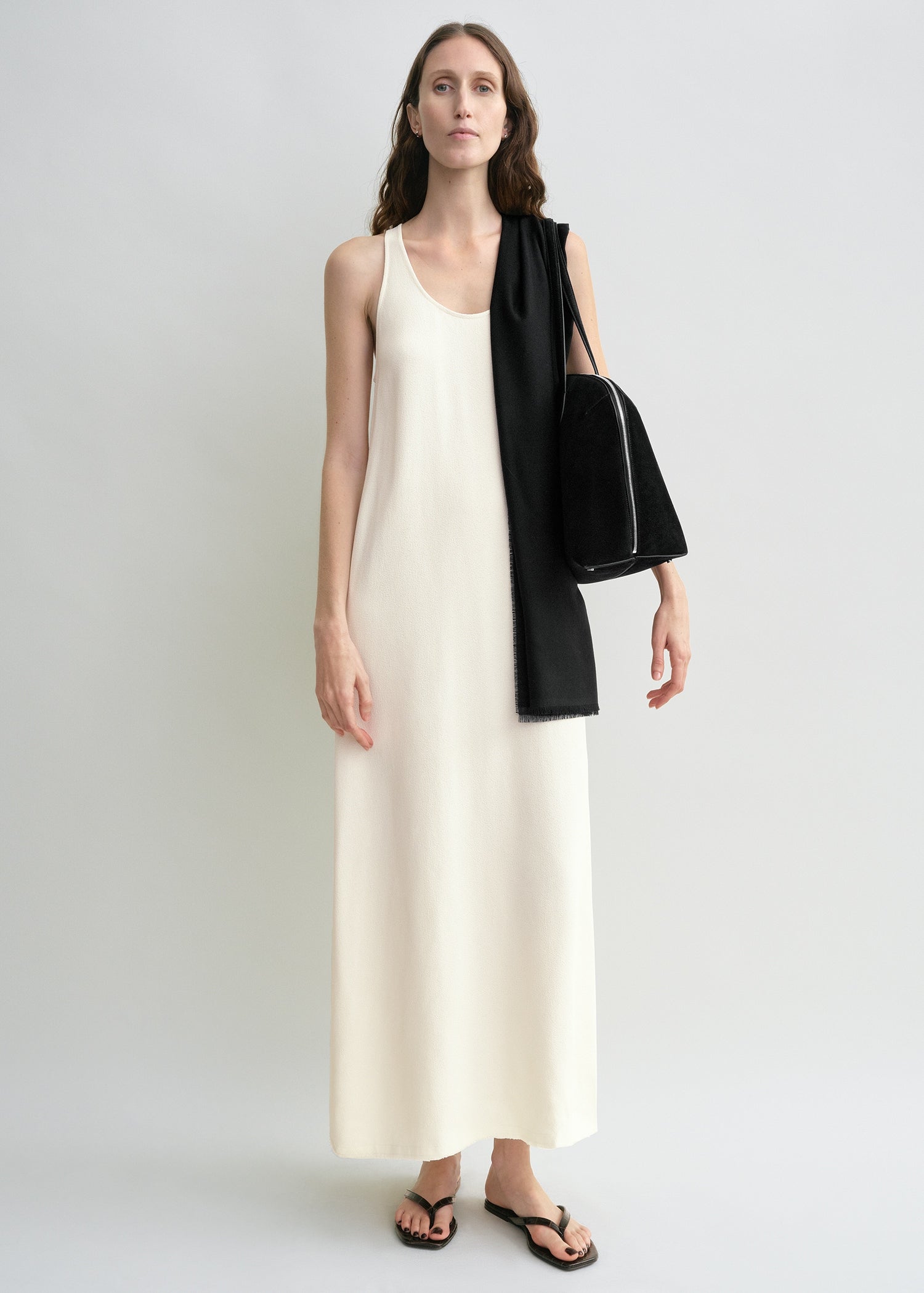 Scoop-Neck Sabl&amp;eacute; Dress Macadamia