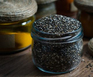 Chia seeds in glass jar