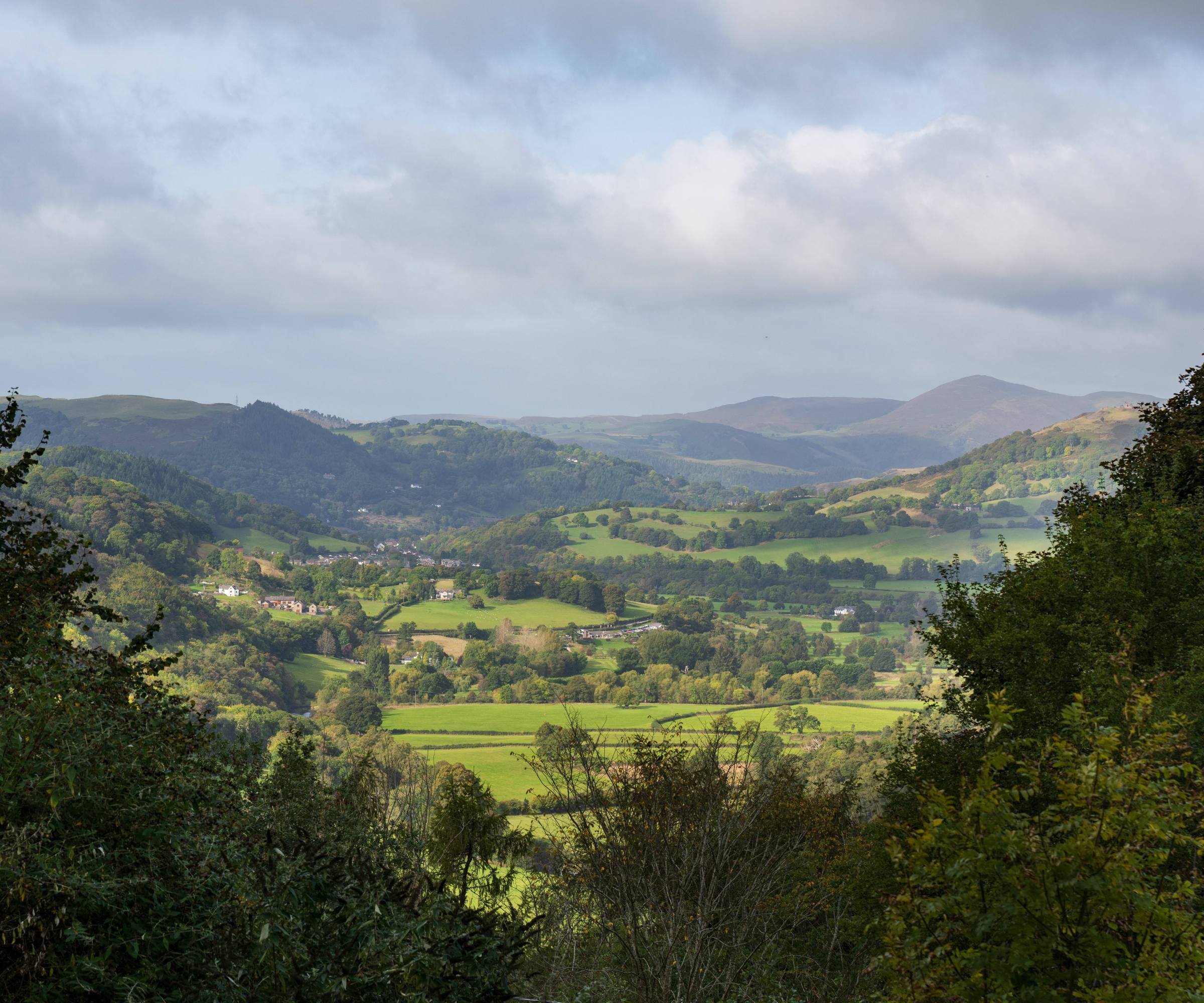 Scenic Welsh valley countryside view