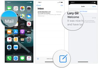 To access a draft email, choose the mail app on your device, tap and home the compose icon, choose the email draft.