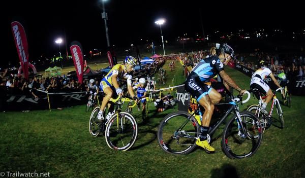 Riders on one of the uphill 180-degree turns