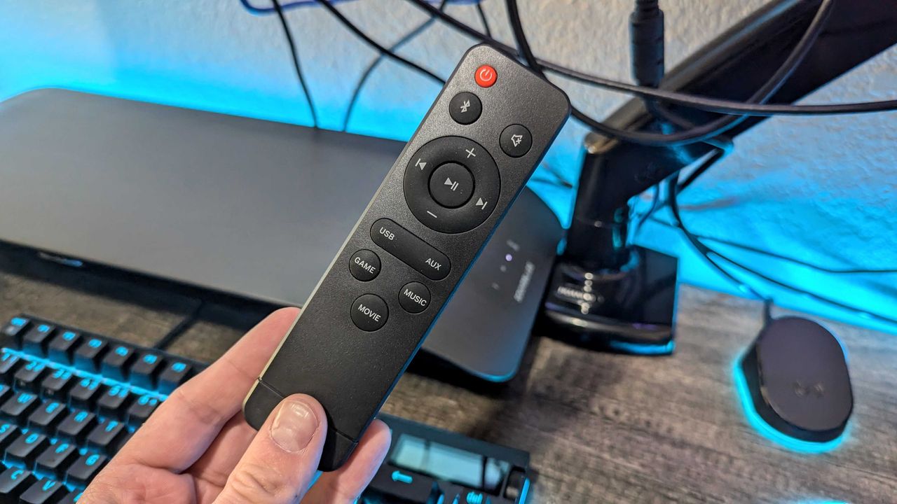 Image of the BlueAnt Soundblade Under-Monitor Soundbar.
