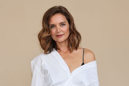 Katie Holmes in a white shirt