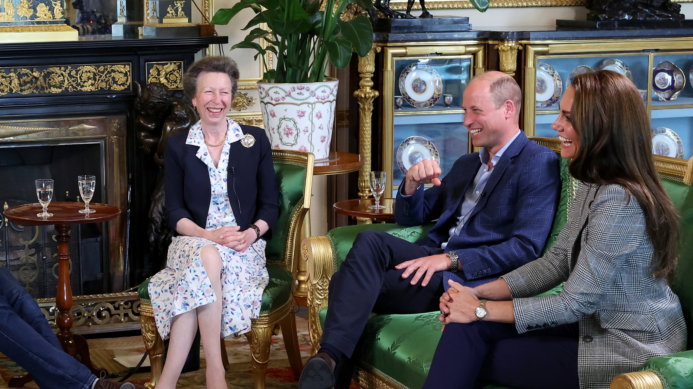 Princess Anne, Prince William and Catherine, Princess of Wales attend the recording of a special episode of The Good, The Bad and The Rugby podcast on September 06, 2023