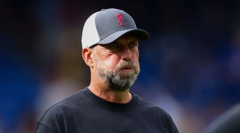 Jurgen Klopp looks on during Liverpool&#039;s 1-1 draw with Chelsea at Stamford Bridge in August 2023.