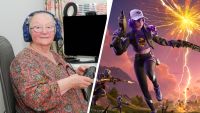 Cath Bowie, named the oldest female Fortnite streamer by Guinness World Records; a gun-toting character in Fortnite.