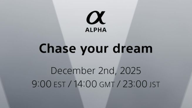 A screenshot of the Sony Alpha teaser on Instagram that says &quot;Chase your dreams December 2nd 2025&quot;